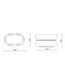 Fioriera ovale in cemento calcestruzzo colore Grigio sabbiato - con greca decorativa - cm 100x60x65h - Conforme ai CAM