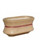 Fioriera ovale in cemento calcestruzzo colore Bianco travertino - con fascia color rame - cm 130x60x65h - Conforme ai CAM