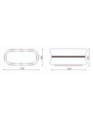 Fioriera ovale in cemento calcestruzzo colore Bianco sabbiato - con fascia color rame - cm 130x60x65h - Conforme ai CAM