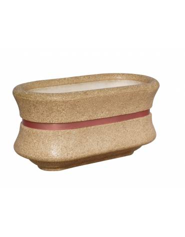 Fioriera ovale in graniglia di marmo sabbiato - Colore a scelta - con fascia color rame - cm 130x60x65h - Conforme ai CAM