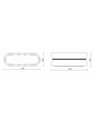 Fioriera ovale in cemento calcestruzzo - Colore bianco travertino - con fascia color rame - cm 170x60x65h - Conforme ai CAM