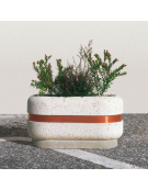 Fioriera ovale in cemento calcestruzzo per esterno - colore Grigio sabbiato - cm 90x45x45h