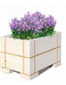 Fioriera Rettangolare con scannellature in cemento calcestruzzo - colore Bianco pietra - cm 85x65x90h - Conforme ai CAM