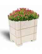 Fioriera Rettangolare con scannellature in graniglia di marmo sabbiato - colore a scelta - cm 85x65x90h - Conforme ai CAM