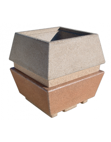 Fioriera forma quadra in cemento calcestruzzo per esterno - colore Grigio pietra - cm 98x98x104h  - Conforme ai CAM