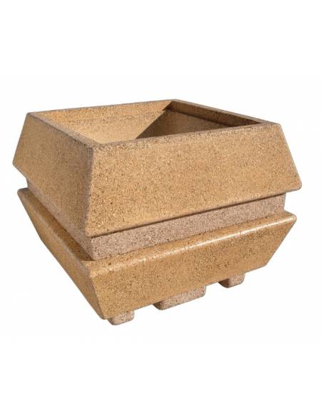 Fioriera forma quadra in cemento calcestruzzo per esterno - colore Bianco pietra - cm 98x98x75h - Conforme ai CAM