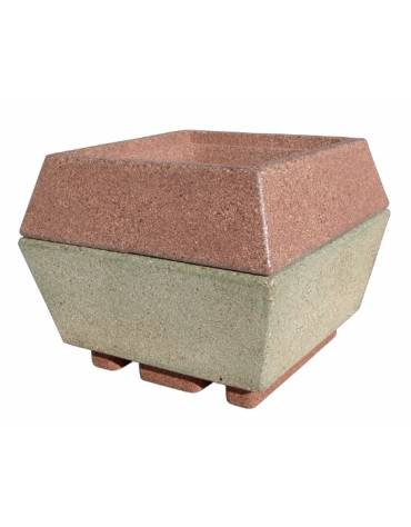 Fioriera forma quadra in cemento calcestruzzo per esterno - colore Bianco travertino - cm 98x98x77h - Conforme ai CAM