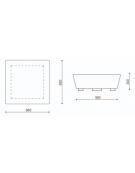 Fioriera bassa forma quadra in cemento calcestruzzo per esterno - colore Bianco pietra - cm 98x98x39h - Conforme ai CAM