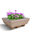 Fioriera bassa forma quadra in cemento calcestruzzo per esterno - colore Bianco travertino - cm 98x98x39h - Conforme ai CAM