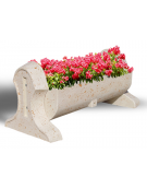 Fioriera rettangolare con fianchi in cemento calcestruzzo - colore Bianco travertino - cm 130x60x60h - Conforme ai CAM