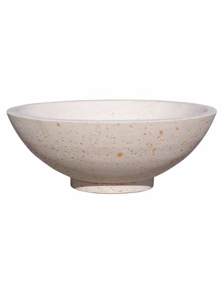 Fioriera rotonda a ciotola in cemento calcestruzzo per esterno - colore Grigio travertino - cm Ø139x52h - Conforme ai CAM