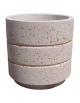 Fioriera circolare tonda in cemento calcestruzzo con scanalature per esterno - colore Grigio travertino - cm Ø 54x57h