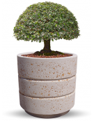 Fioriera circolare tonda in cemento calcestruzzo con scanalature per esterno - colore Grigio sabbiato - cm Ø 54x57h - CAM