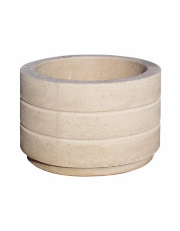 Fioriera circolare tonda in cemento calcestruzzo con scanalature per esterno - colore Grigio sabbiato - cm Ø80x50h - CAM