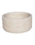 Fioriera circolare tonda in cemento calcestruzzo con scanalature per esterno - colore Grigio pietra - cm Ø 109x47h - CAM