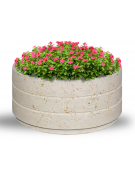 Fioriera circolare tonda in cemento calcestruzzo con scanalature per esterno - colore Bianco sabbiato - cm Ø 109x47h - CAM
