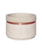 Fioriera circolare tonda in cemento calcestruzzo con fascia alluminio per esterno - colore Grigio pietra - cm Ø 109x67h - CAM