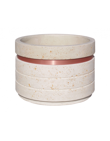 Fioriera circolare tonda in cemento calcestruzzo con fascia alluminio per esterno - colore Grigio sabbiato - cm Ø109x67h - CAM