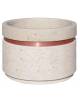 Fioriera circolare tonda in cemento calcestruzzo con fascia color rame per esterno - colore Bianco travertino - cm Ø 109x67h