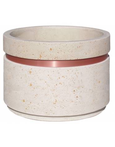 Fioriera circolare tonda in graniglia di marmo sabbiato - fascia color rame - per esterno - colore a scelta - cm Ø109x67h - CAM