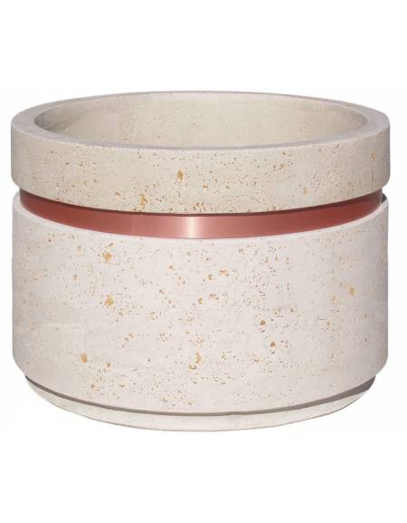 Fioriera circolare tonda in graniglia di marmo sabbiato - fascia color rame - per esterno - colore a scelta - cm Ø109x67h - CAM