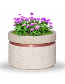 Fioriera circolare tonda in graniglia di marmo sabbiato - fascia color rame - per esterno - colore a scelta - cm Ø109x67h - CAM