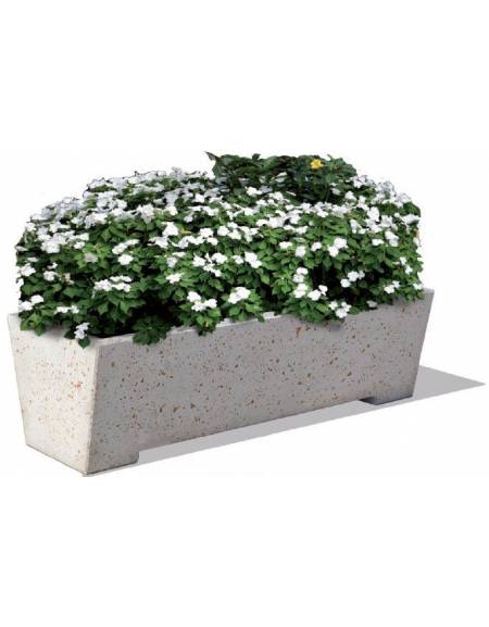 Fioriera trapezoidale in cemento calcestruzzo per esterno - colore Bianco travertino - cm 160x60x45h