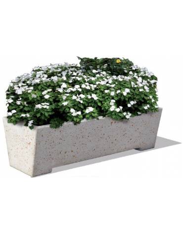 Fioriera trapezoidale in cemento calcestruzzo per esterno - colore Bianco sabbiato - cm 160x60x45h