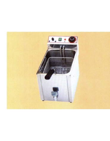 Friggitrice elettrica da banco con rubinetto di scarico - 1 vasca da Lt 10 Monofase - mm 265x490x360h