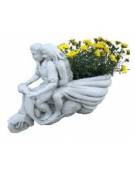Fioriera forma di Vespa in cemento bianco effetto liscio per esterno - colore a scelta - cm 80x35x60h - Conforme ai CAM