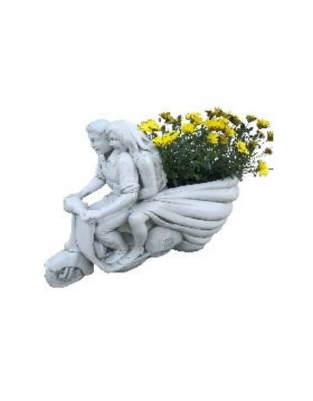 Fioriera forma di Vespa in cemento bianco effetto liscio per esterno - colore a scelta - cm 80x35x60h - Conforme ai CAM