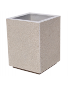 Fioriera quadrata in cemento calcestruzzo per esterno - colore Bianco travertino - con zoccolatura - cm 50x50x70h - CAM