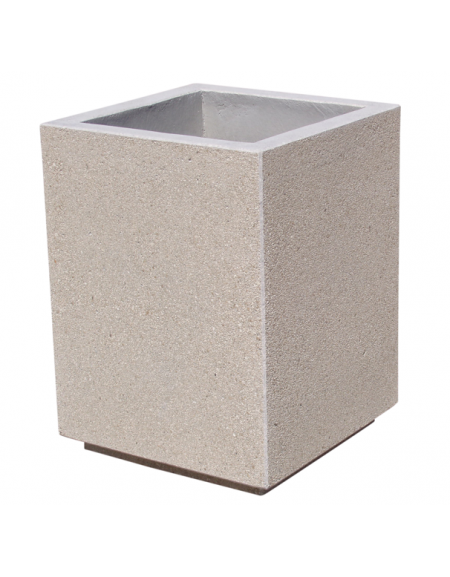 Fioriera quadrata in cemento calcestruzzo per esterno - colore Bianco pietra - con zoccolatura - cm 60x60x70h - Conforme ai CAM