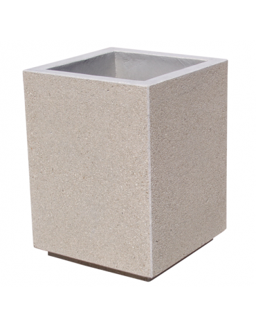 Fioriera quadrata in cemento calcestruzzo per esterno - colore Grigio sabbiato - con zoccolatura - cm 60x60x70h  - CAM