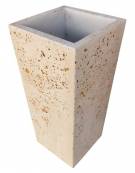 FIORIERA TRAPEZOIDALE IN CEMENTO CALCESTRUZZO COLORE BIANCO TRAVERTINO PER ESTERNO - CM 41x41x90h