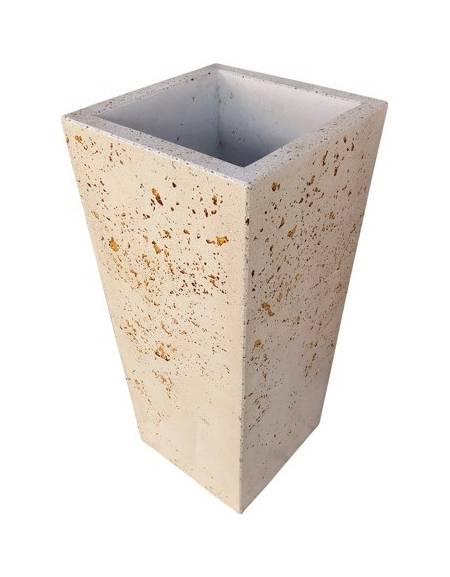 FIORIERA TRAPEZOIDALE IN CEMENTO CALCESTRUZZO COLORE BIANCO TRAVERTINO PER ESTERNO - CM 41x41x90h