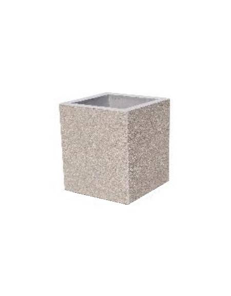 Fioriera quadrata in graniglia di marmo levigato e antidegrado - colore a scelta - senza zoccolatura - cm 60x60x70h - CAM