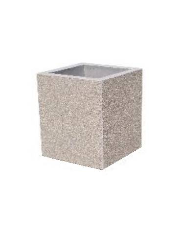 Fioriera quadrata in graniglia di marmo sabbiato - colore a scelta - senza zoccolatura - cm 60x60x70h -Conforme ai CAM
