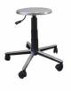 Sgabello girevole con sedile inox cm  Ø 32- base in alluminio con ruote  - altezza regolabile con pompa a gas cm 46/65