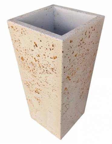 FIORIERA TRAPEZOIDALE IN CEMENTO CALCESTRUZZO COLORE BIANCO TRAVERTINO PER ESTERNO - CM 45x45x140h