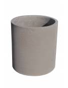 Fioriera tonda cilindrica in cemento calcestruzzo per esterno - colore Grigio travertino - senza zoccolatura - cm Ø 40x80h - CAM