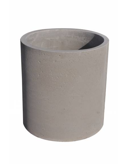 Fioriera tonda cilindrica in cemento calcestruzzo per esterno - colore Grigio travertino - senza zoccolatura - cm Ø 40x80h - CAM
