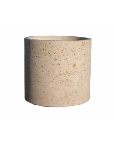 Fioriera tonda cilindrica in cemento calcestruzzo per esterno - colore Bianco travertino - senza zoccolatura - cm Ø 50x70h - CAM