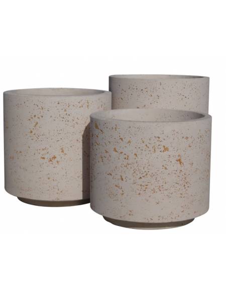 Fioriera tonda cilindrica in cemento calcestruzzo per esterno - colore Grigio pietra - con zoccolatura - cm Ø 50x70h - CAM