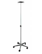 ASTA PIANTANA FLEBO IN ALLUMINIO A 4 GANCI - BASE CON RUOTE - PORTATA KG 16 - ALTEZZA REGOLABILE DA 163 A 230 CM