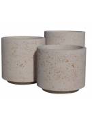 Fioriera tonda cilindrica in cemento calcestruzzo per esterno - colore Grigio pietra - con zoccolatura - cm Ø 60x70h - CAM