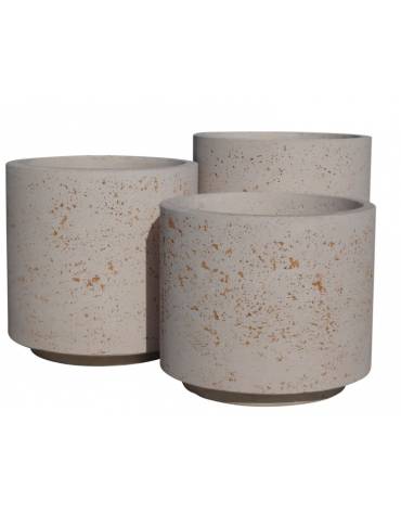 Fioriera tonda cilindrica in cemento calcestruzzo per esterno - colore Grigio sabbiato - con zoccolatura - cm Ø60x70h - CAM