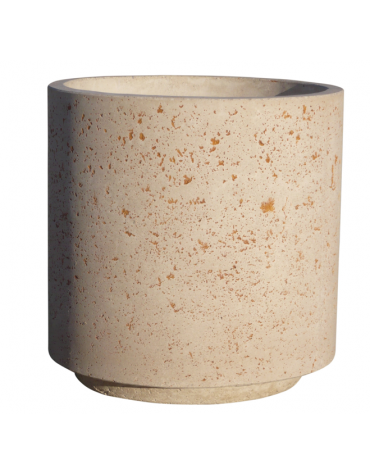 Fioriera tonda cilindrica in cemento calcestruzzo per esterno - colore Grigio pietra - con zoccolatura - cm Ø 65x70h - CAM