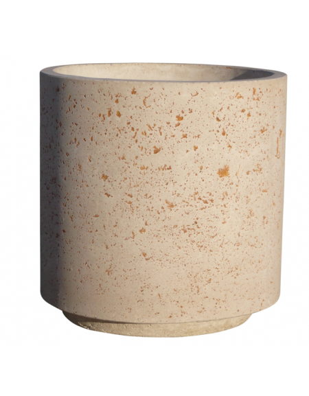 Fioriera tonda cilindrica in cemento calcestruzzo per esterno - colore Bianco pietra - con zoccolatura - cm Ø 65x70h - CAM