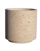 Fioriera tonda cilindrica in cemento calcestruzzo per esterno - colore Bianco travertino - con zoccolatura - cm Ø 65x70h - CAM